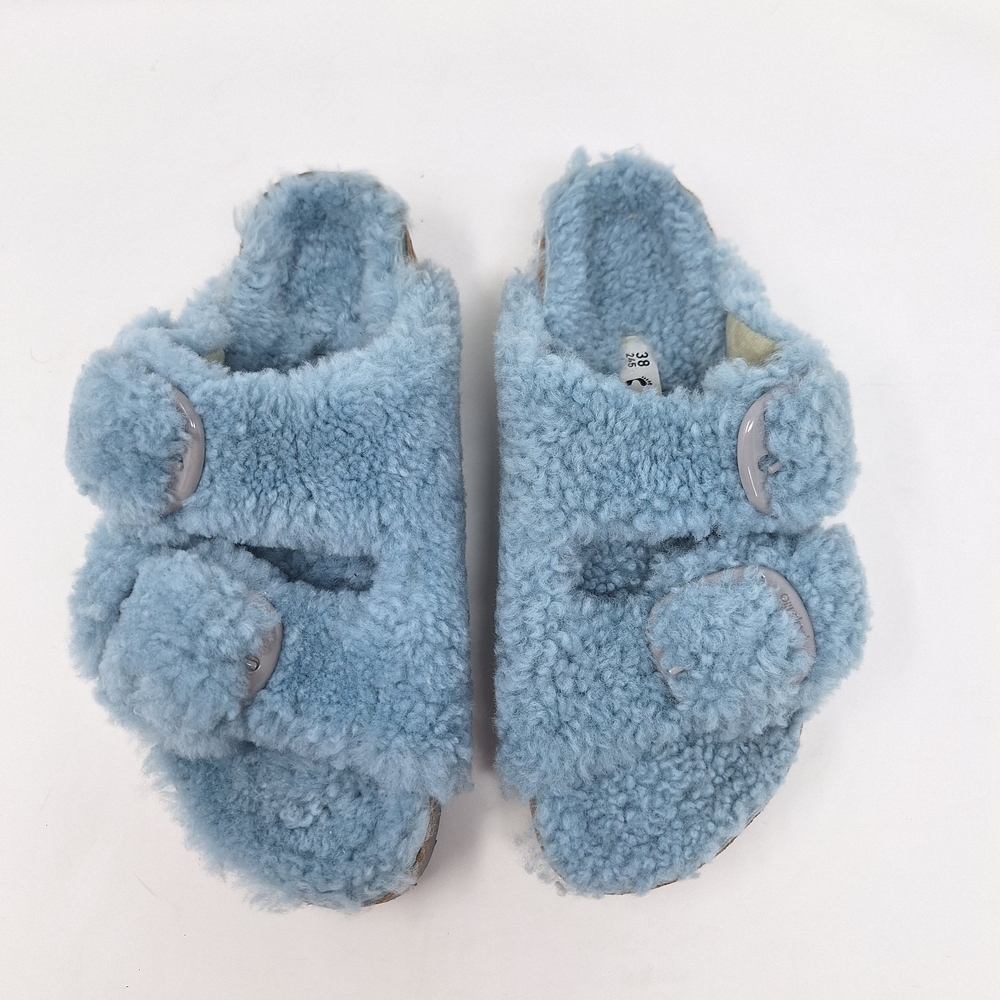 Papillio Birkenstock Platform Arizona Shearling Teddy Faded Aqua Sandal